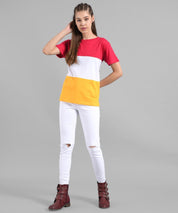 KOTTY Colorblock Women Round Neck Multicolor T-Shirt 