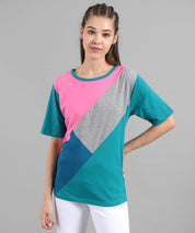 KOTTY Colorblock Women Round Neck Multicolor T-Shirt 
