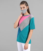 KOTTY Colorblock Women Round Neck Multicolor T-Shirt 