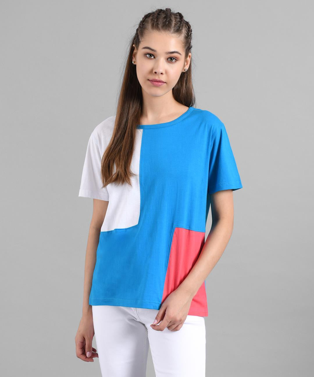 KOTTY Colorblock Women Round Neck Multicolor T-Shirt 