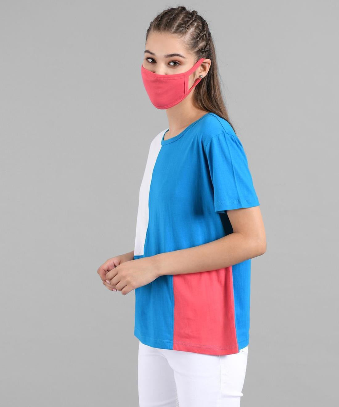 KOTTY Colorblock Women Round Neck Multicolor T-Shirt 