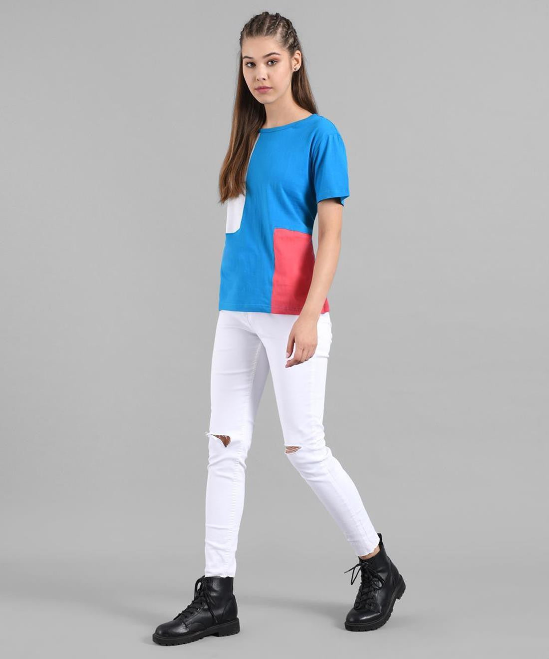 KOTTY Colorblock Women Round Neck Multicolor T-Shirt 