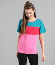 KOTTY Colorblock Women Round Neck Multicolor T-Shirt 