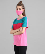 KOTTY Colorblock Women Round Neck Multicolor T-Shirt 