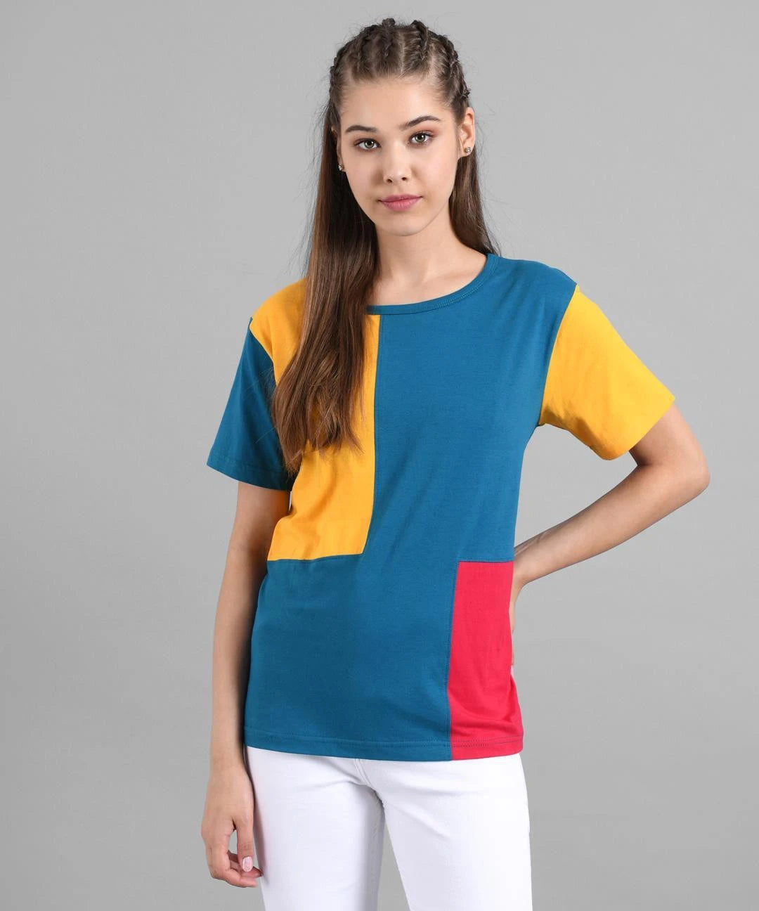KOTTY Colorblock Women Round Neck Multicolor T-Shirt 