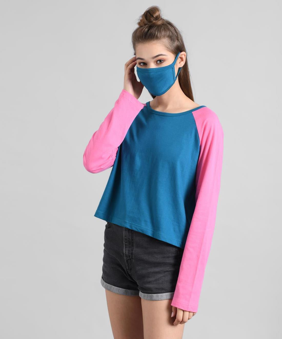 KOTTY Colorblock Women Round Neck Multicolor T-Shirt 
