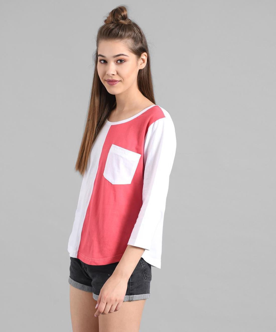 KOTTY Colorblock Women Round Neck Multicolor T-Shirt 