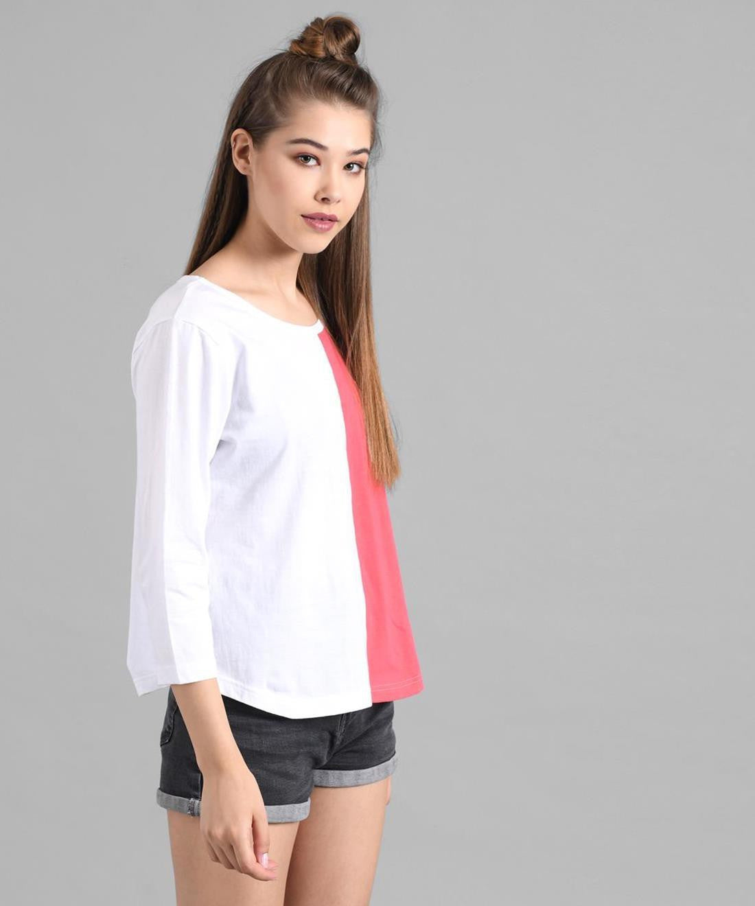 KOTTY Colorblock Women Round Neck Multicolor T-Shirt 