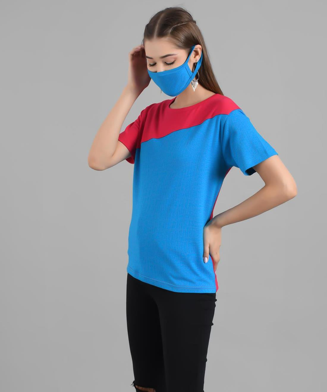 KOTTY Colorblock Women Round Neck Multicolor T-Shirt 