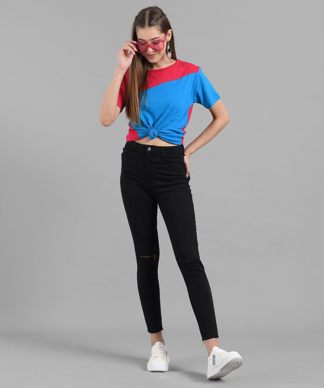 KOTTY Colorblock Women Round Neck Multicolor T-Shirt 