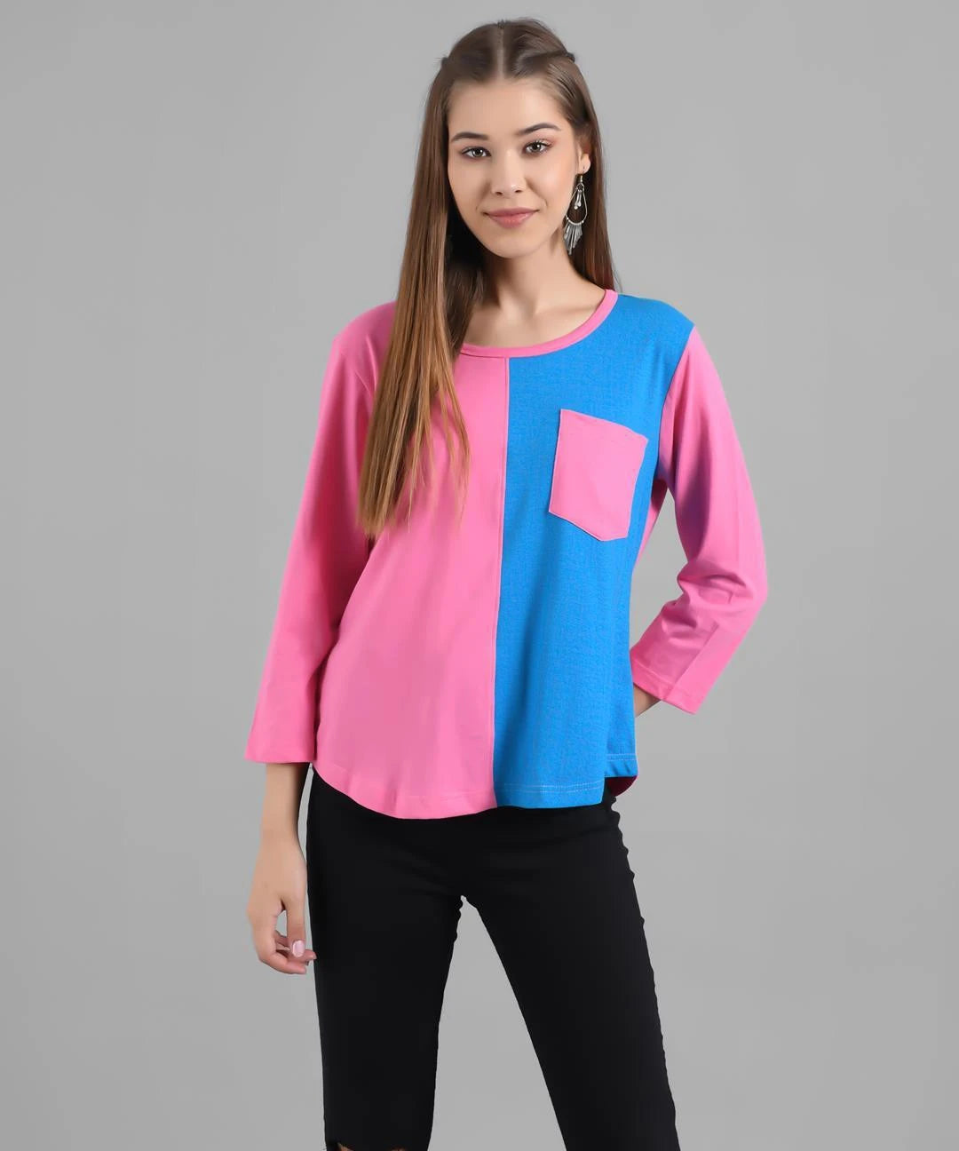KOTTY Colorblock Women Round Neck Multicolor T-Shirt 