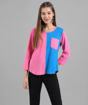 KOTTY Colorblock Women Round Neck Multicolor T-Shirt 