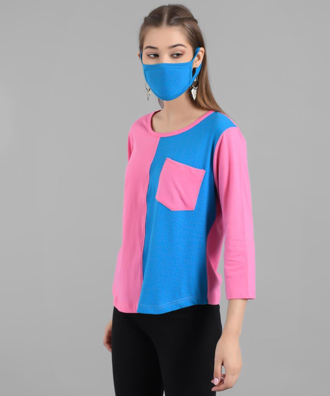 KOTTY Colorblock Women Round Neck Multicolor T-Shirt 