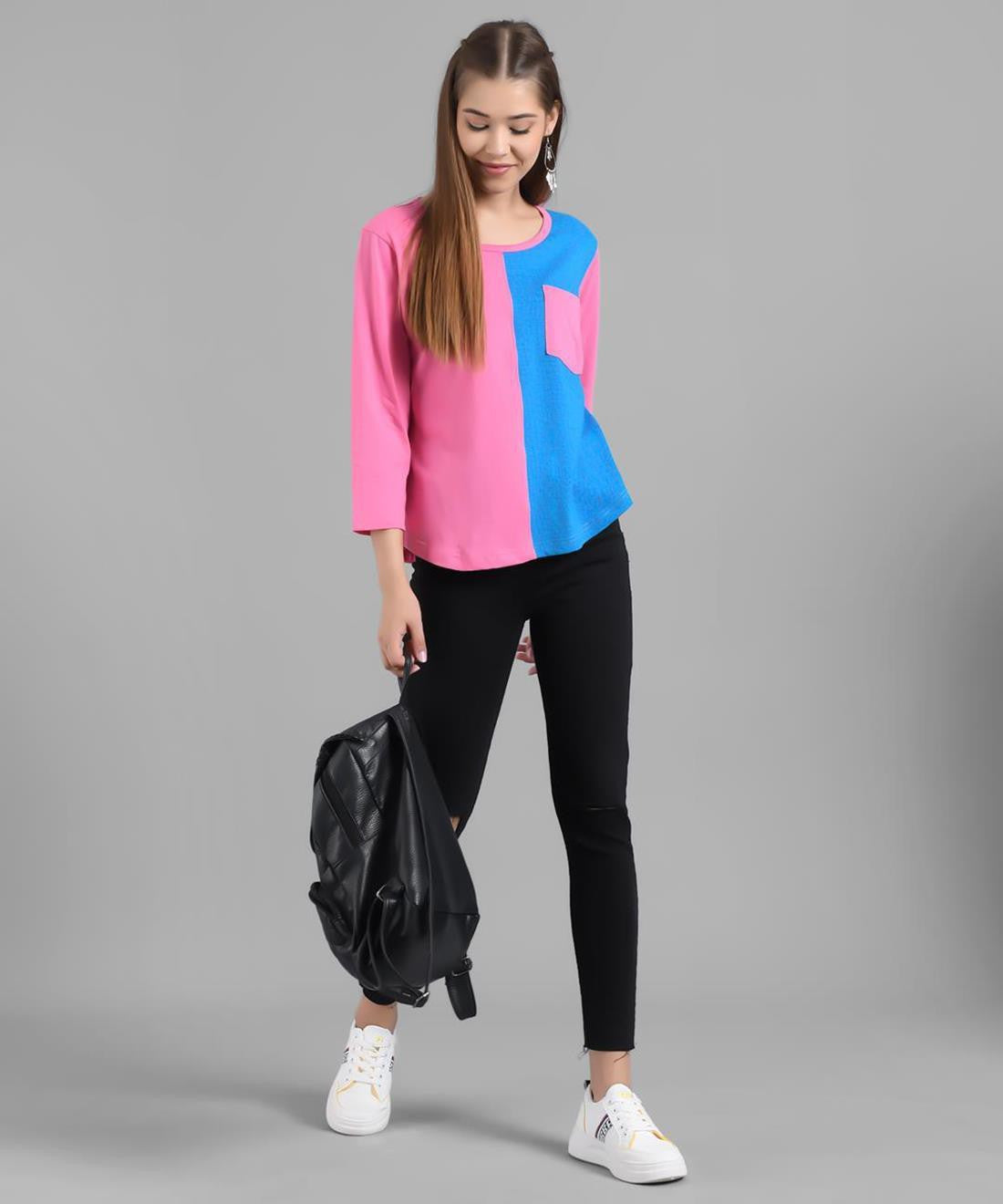 KOTTY Colorblock Women Round Neck Multicolor T-Shirt 