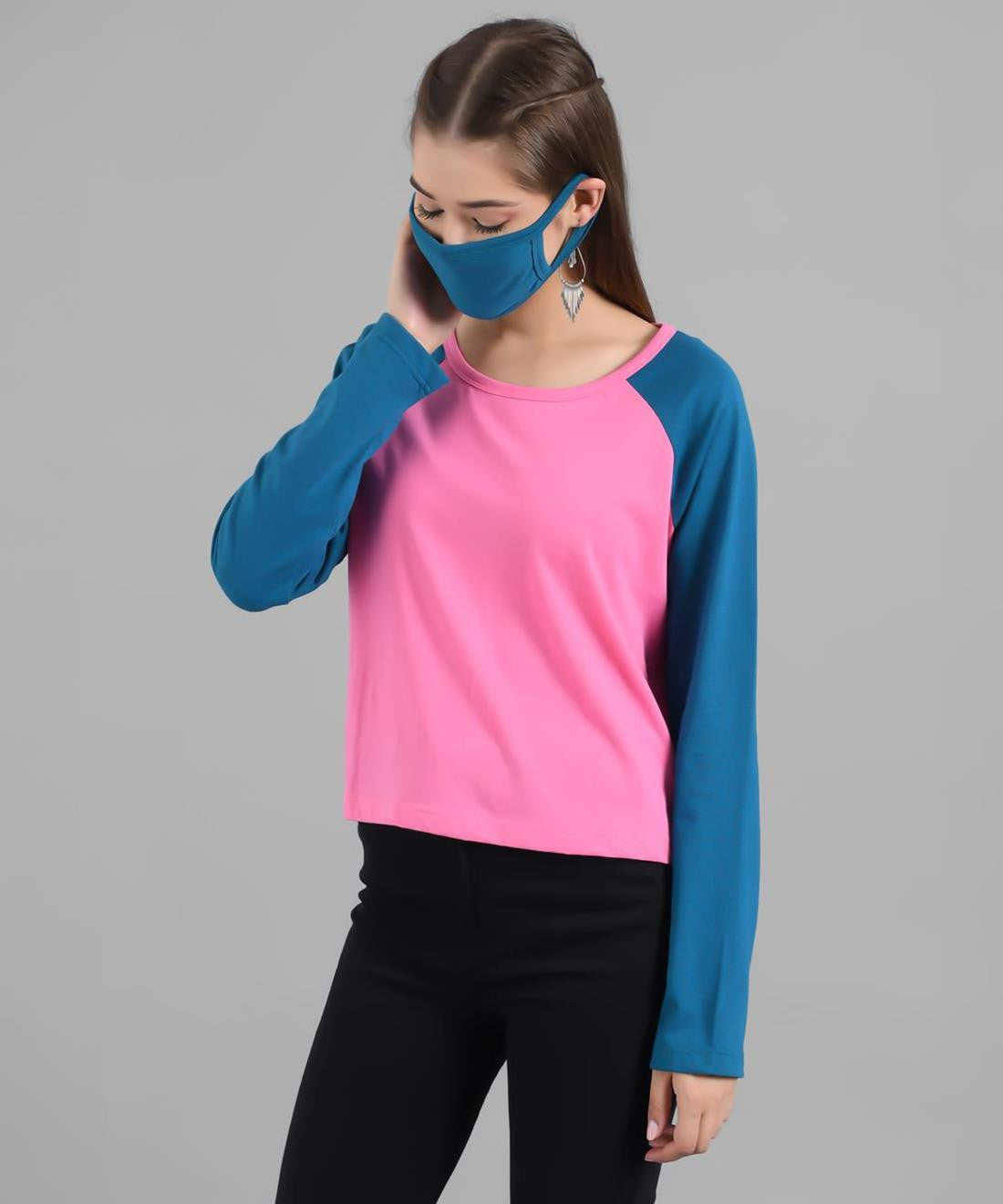 KOTTY Colorblock Women Round Neck Multicolor T-Shirt 
