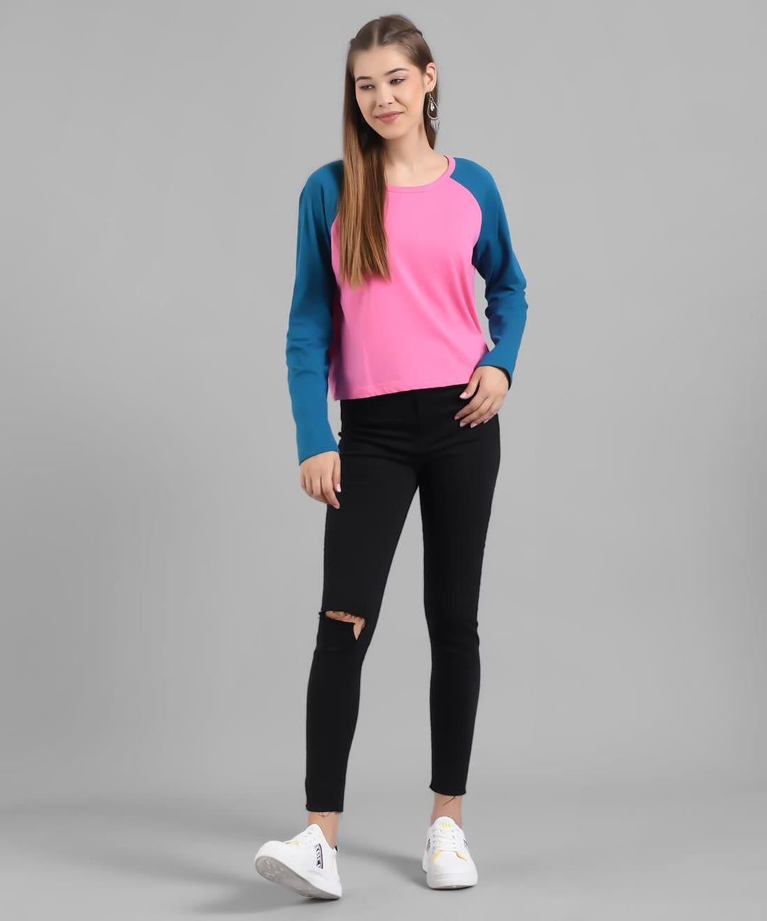KOTTY Colorblock Women Round Neck Multicolor T-Shirt 