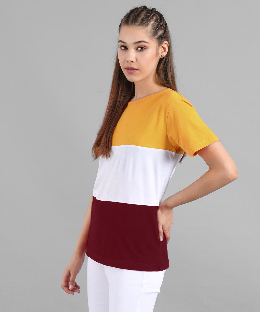 KOTTY Colorblock Women Round Neck Multicolor T-Shirt 