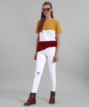 KOTTY Colorblock Women Round Neck Multicolor T-Shirt 