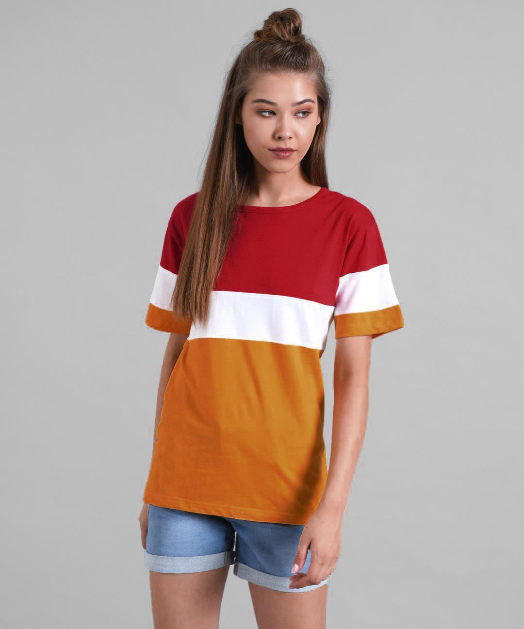 KOTTY Colorblock Women Round Neck Multicolor T-Shirt 
