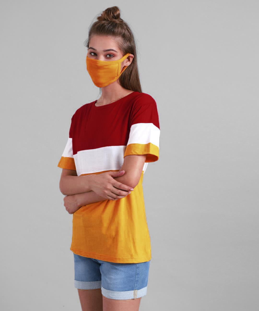 KOTTY Colorblock Women Round Neck Multicolor T-Shirt 