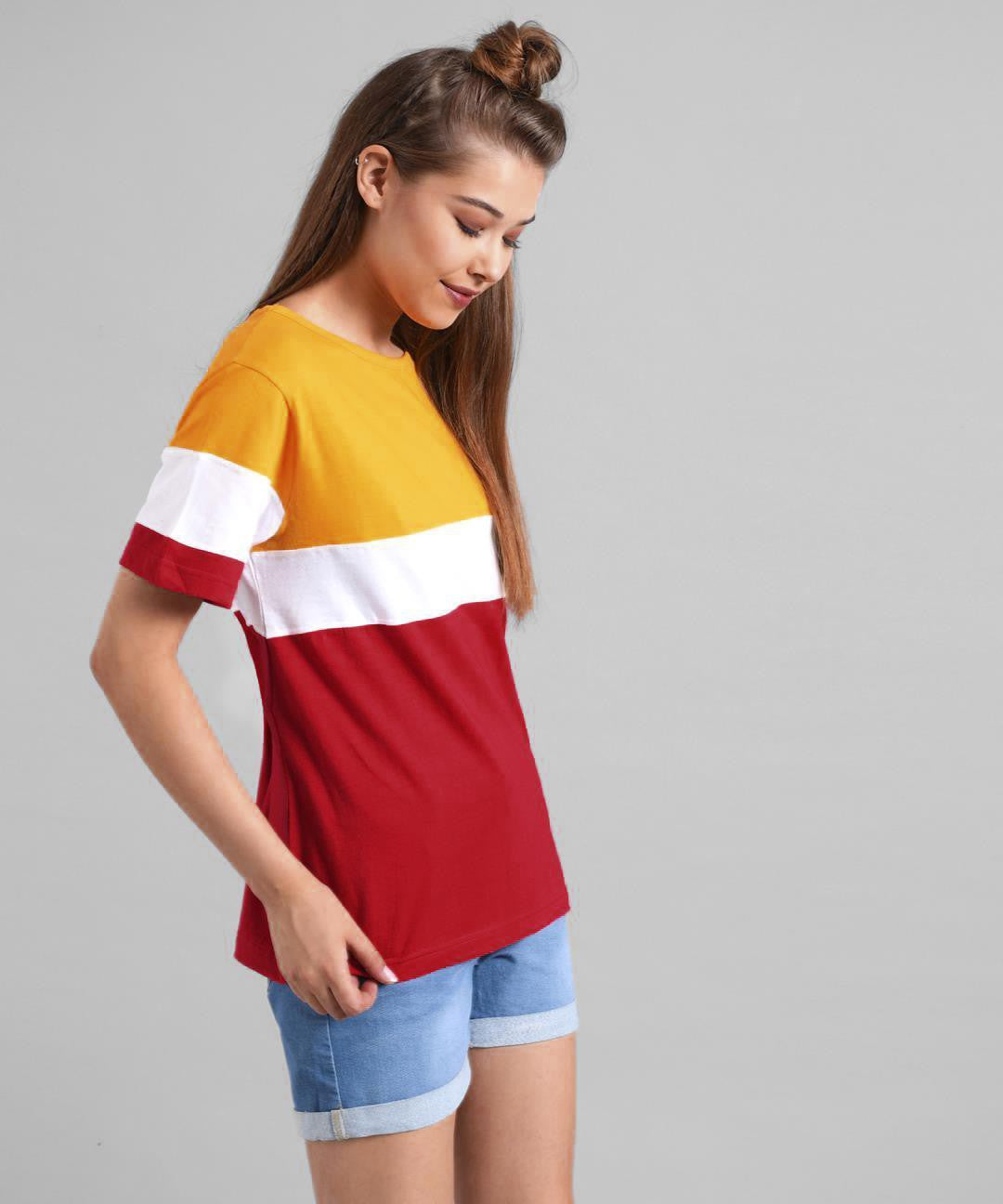 KOTTY Colorblock Women Round Neck Multicolor T-Shirt 
