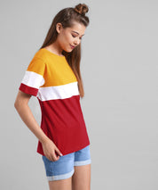 KOTTY Colorblock Women Round Neck Multicolor T-Shirt 