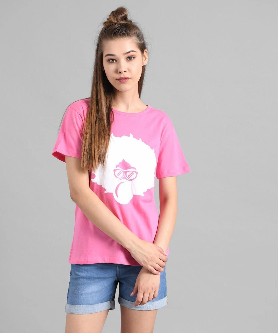 KOTTY Graphic Print Women Round Neck Pink T-Shirt 