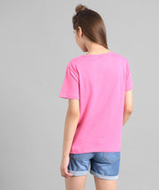KOTTY Graphic Print Women Round Neck Pink T-Shirt 