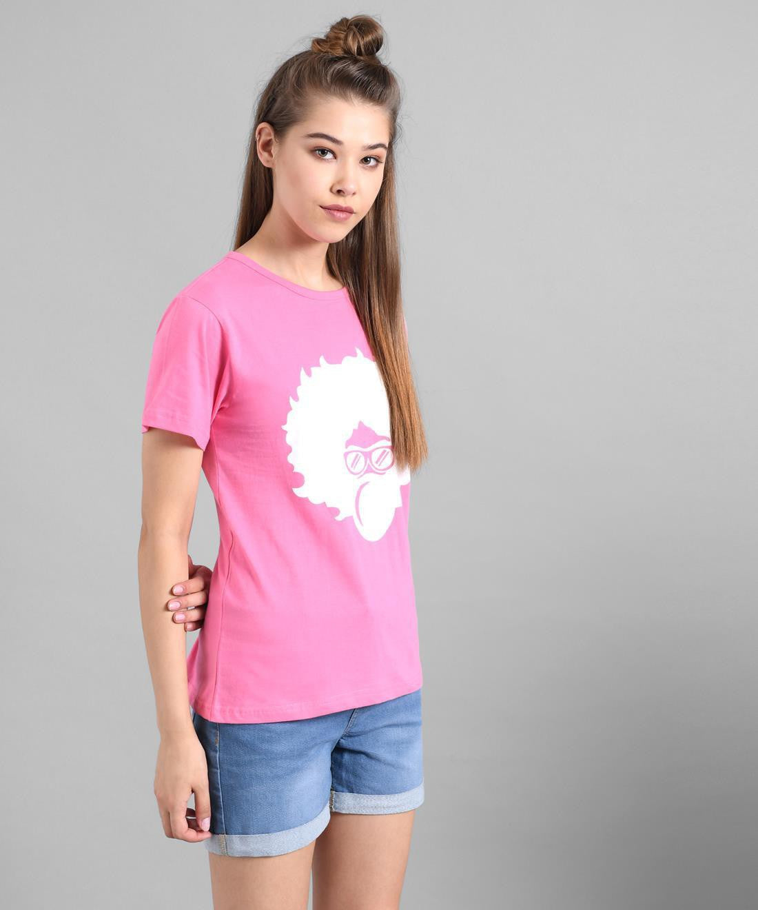 KOTTY Graphic Print Women Round Neck Pink T-Shirt 