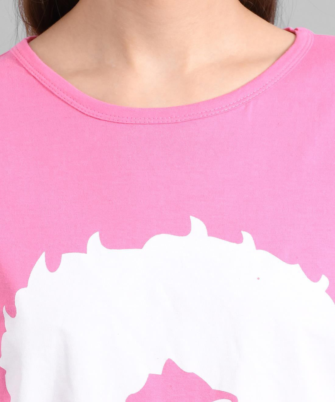 KOTTY Graphic Print Women Round Neck Pink T-Shirt 