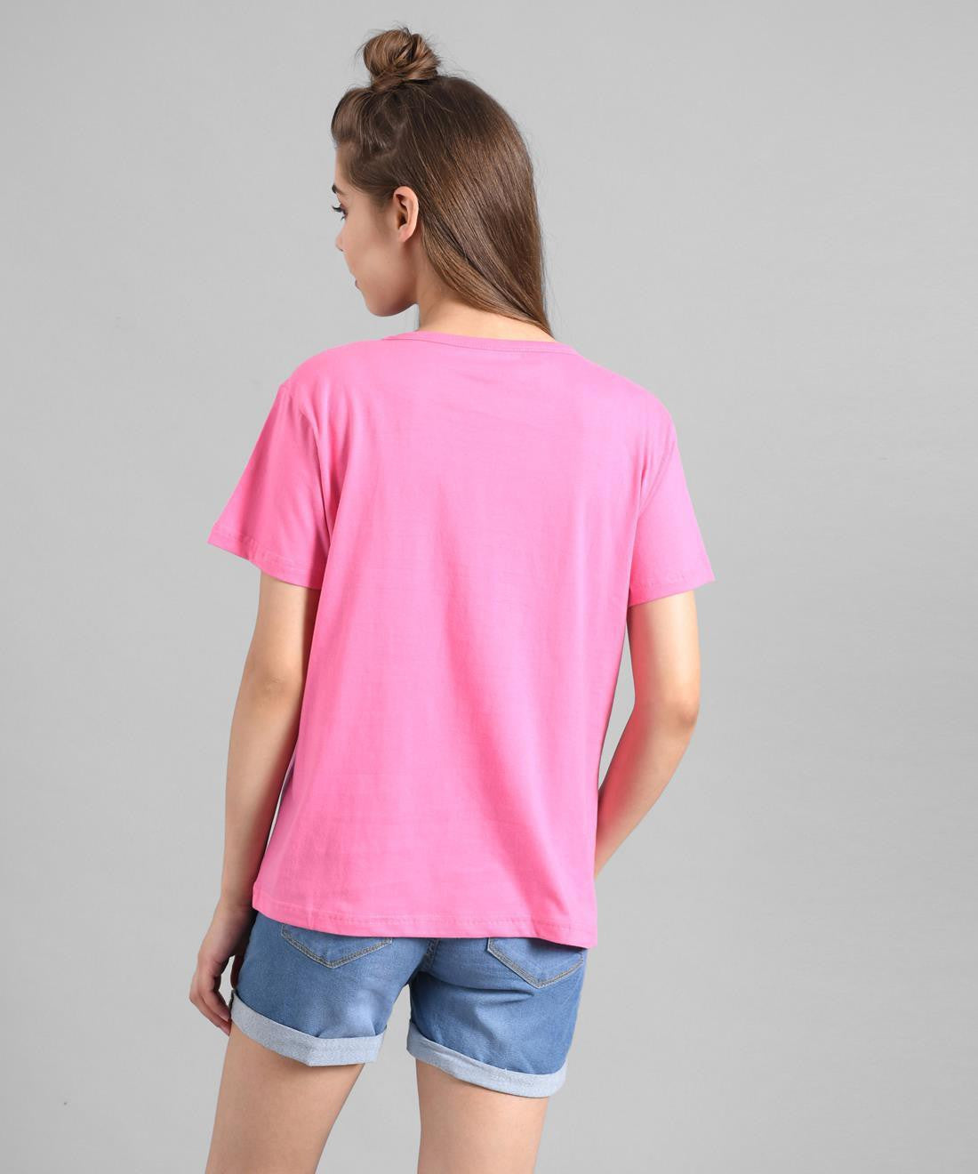 KOTTY Graphic Print Women Round Neck Pink T-Shirt 