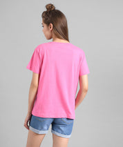 KOTTY Graphic Print Women Round Neck Pink T-Shirt 