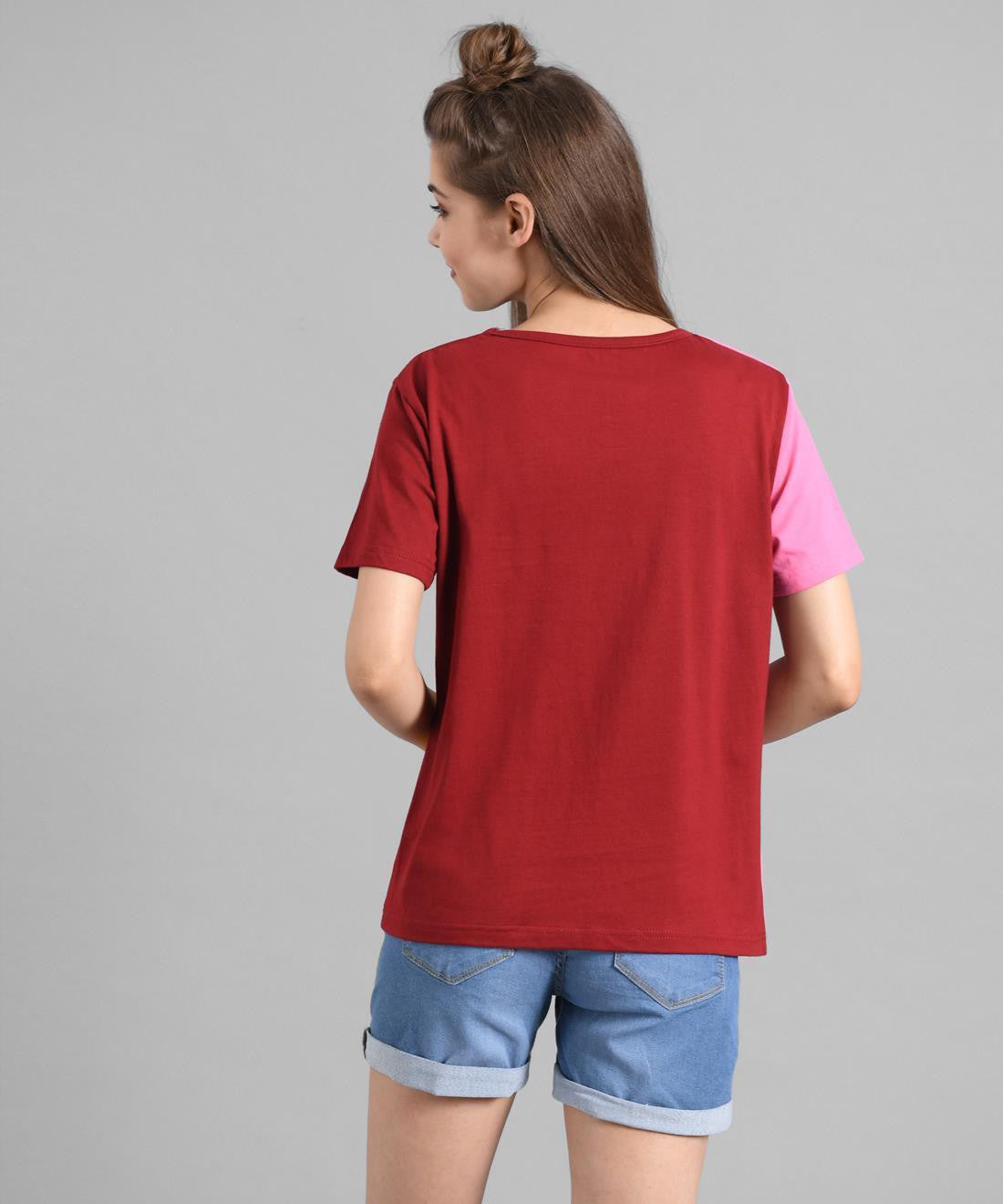 KOTTY Colorblock Women Round Neck Yellow T-Shirt 
