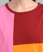 KOTTY Colorblock Women Round Neck Yellow T-Shirt 