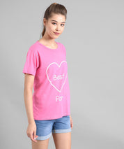 KOTTY Graphic Print Women Round Neck Pink T-Shirt 