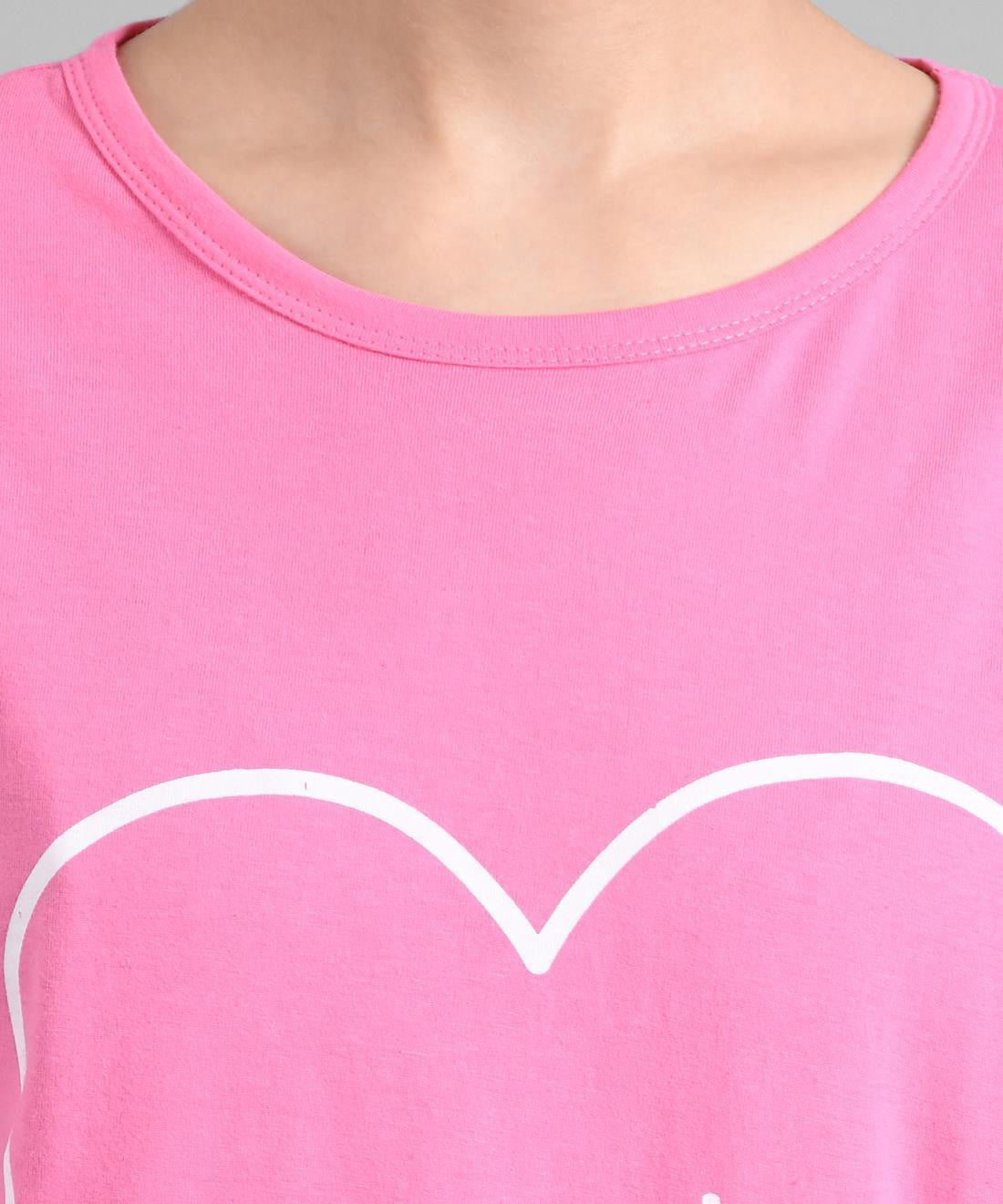KOTTY Graphic Print Women Round Neck Pink T-Shirt 