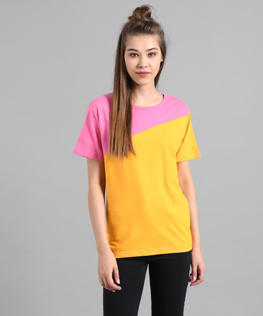 KOTTY Colorblock Women Round Neck Multicolor T-Shirt 