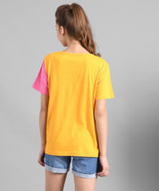 KOTTY Colorblock Women Round Neck Pink T-Shirt 