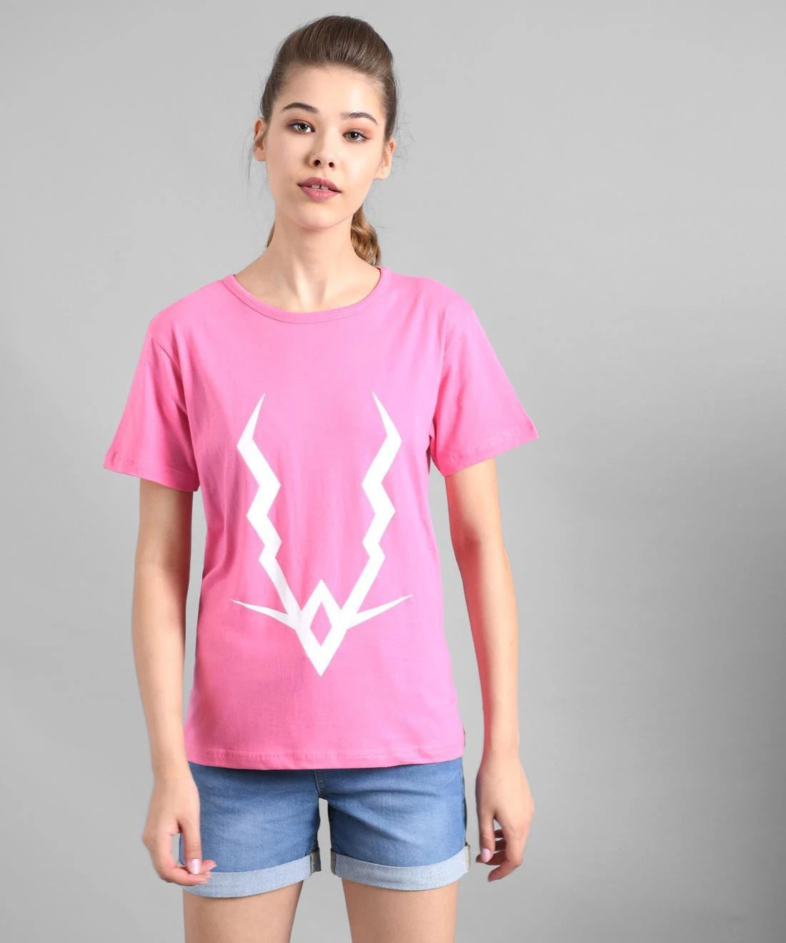KOTTY Graphic Print Women Round Neck Pink T-Shirt 