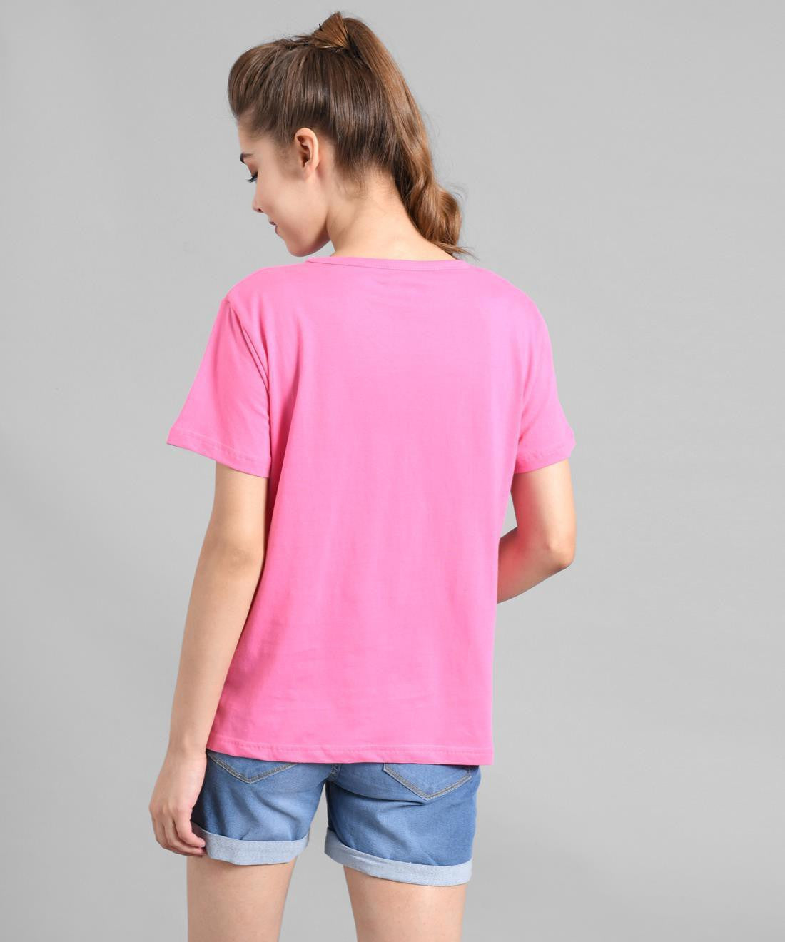 KOTTY Graphic Print Women Round Neck Pink T-Shirt 