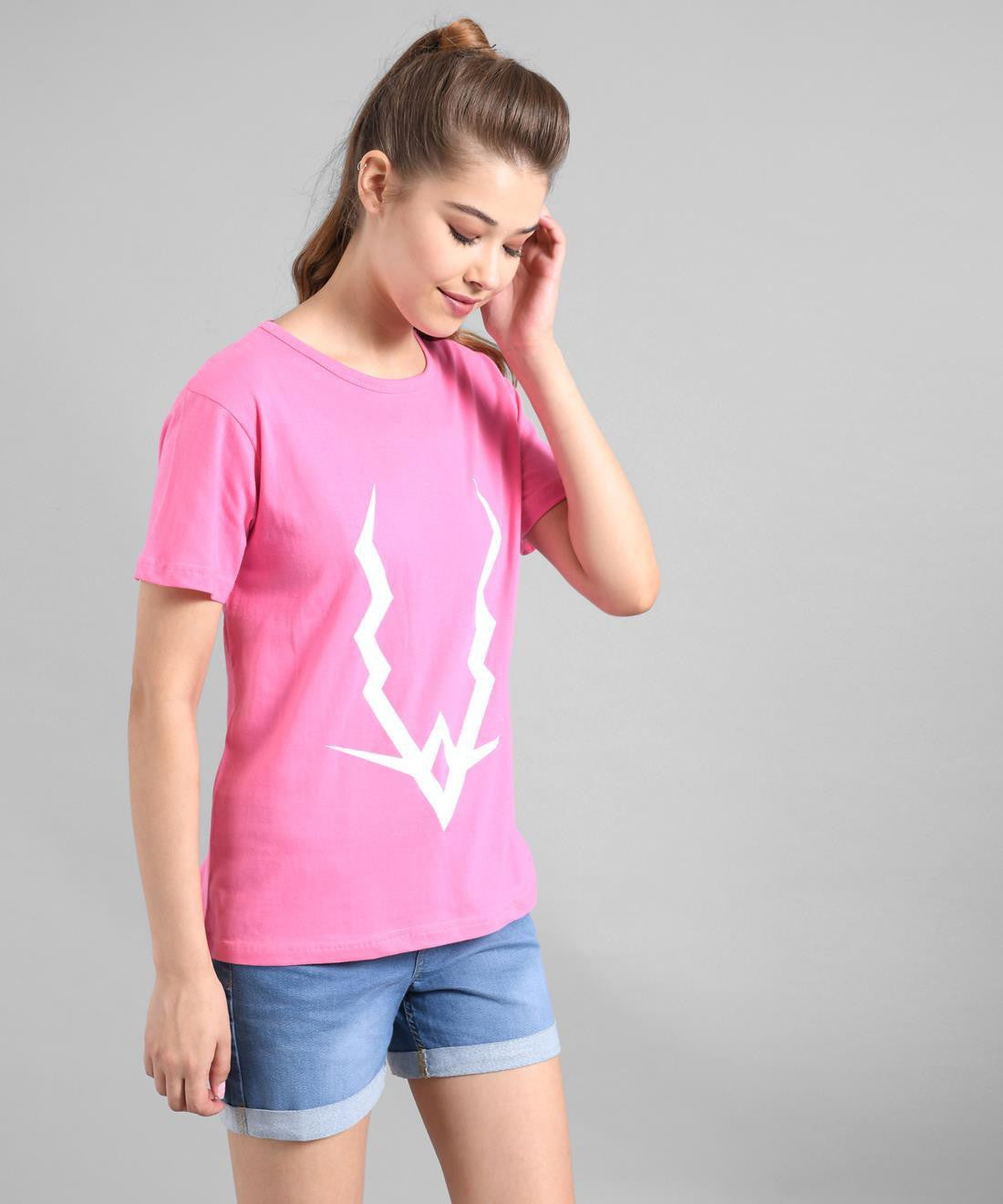 KOTTY Graphic Print Women Round Neck Pink T-Shirt 