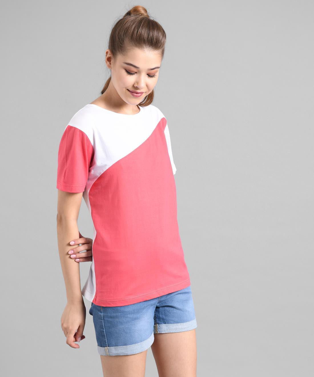 KOTTY Colorblock Women Round Neck Multicolor T-Shirt 