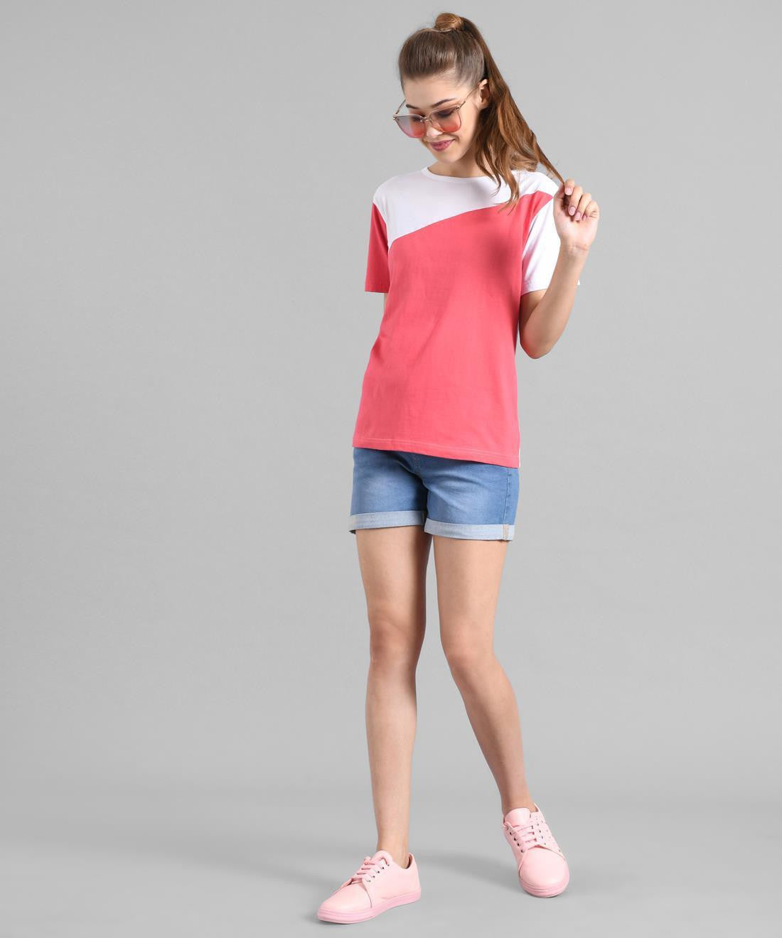 KOTTY Colorblock Women Round Neck Multicolor T-Shirt 