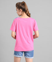KOTTY Colorblock Women Round Neck Pink T-Shirt 