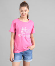KOTTY Graphic Print Women Round Neck Pink T-Shirt 
