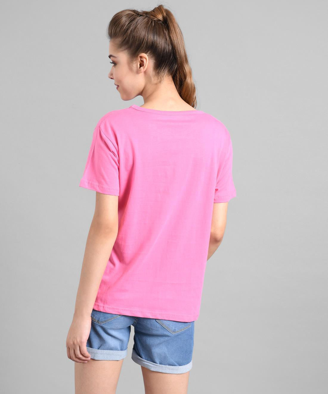 KOTTY Graphic Print Women Round Neck Pink T-Shirt 