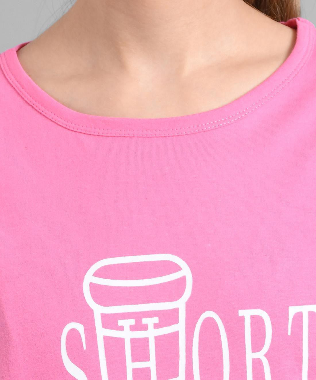 KOTTY Graphic Print Women Round Neck Pink T-Shirt 