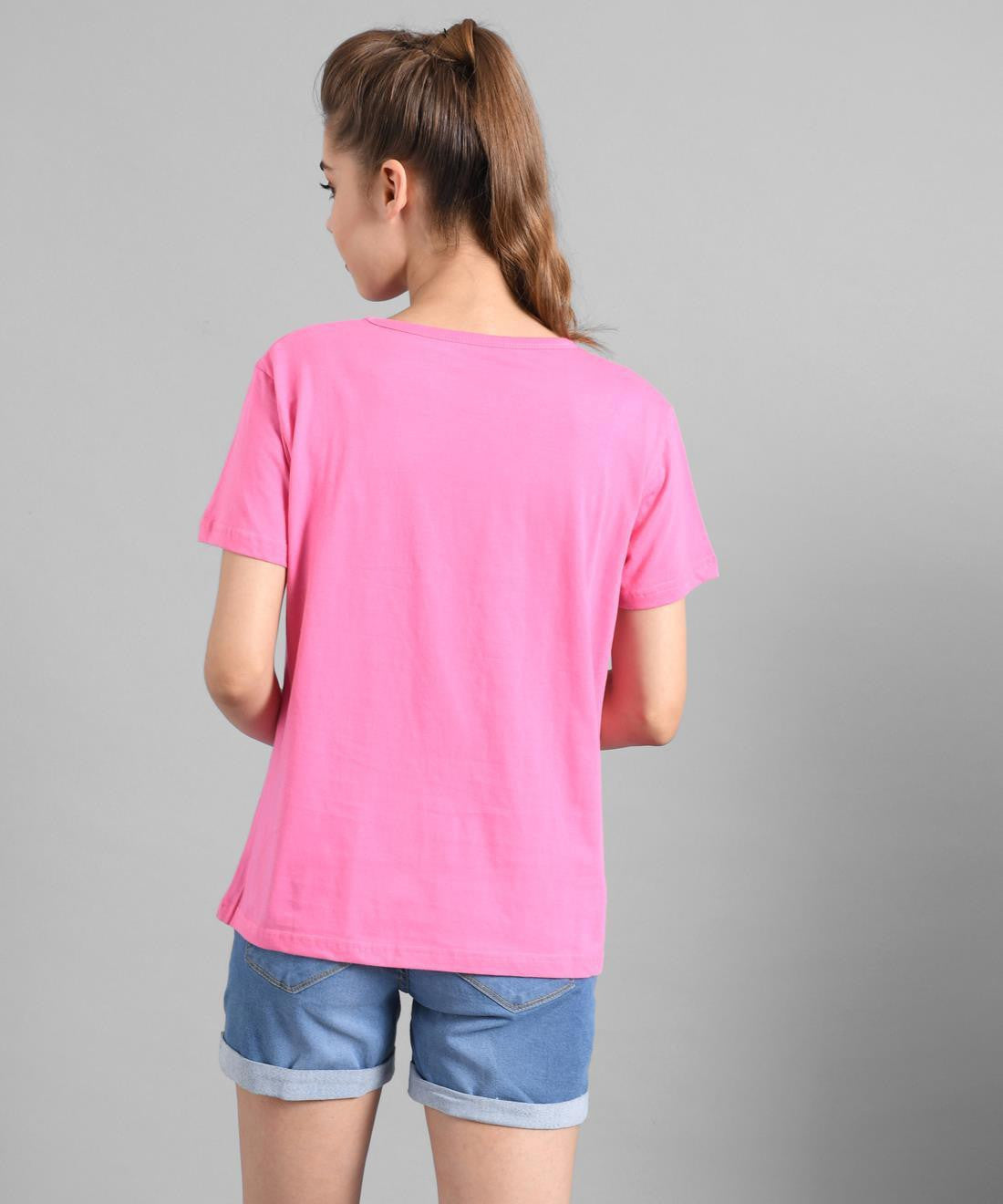 KOTTY Graphic Print Women Round Neck Pink T-Shirt 