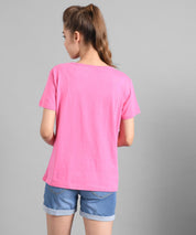 KOTTY Graphic Print Women Round Neck Pink T-Shirt 