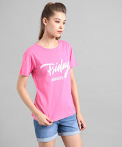 KOTTY Graphic Print Women Round Neck Pink T-Shirt 